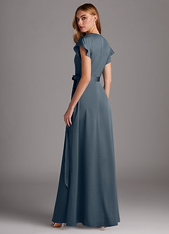 Azazie Nico Bridesmaid Dresses Twilight A-Line V-Neck Stretch Satin Dress image5