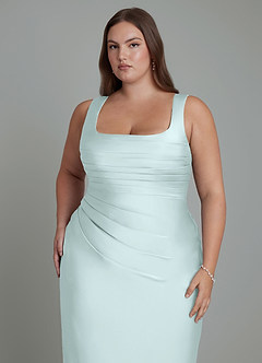 Azazie Agustina Bridesmaid Dresses Sea Glass Mermaid Corset Stretch Satin Dress image12