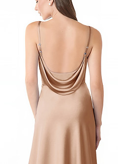 Azazie Alaija Bridesmaid Dresses English Rose Mermaid Side Slit Stretch Satin Dress image6
