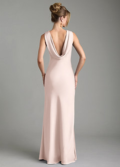 Azazie Aussie Bridesmaid Dresses Blushing Pink Sheath Pleated Stretch Satin Dress image2