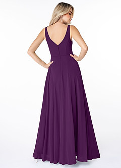 Azazie Calvi Bridesmaid Dresses Grape A-Line Ruched Chiffon Dress image2