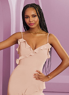 Barbie ♥ Azazie Jurken voor bruidsmeisjes Jurk van Chiffon met Kolom Engelse Roos image7