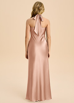 Azazie Chickie Junior Etui Plissee Stretch-Satin Kleid Roségold image2