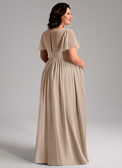 Azazie Verna Maternity Bridesmaid Dresses A-Line V-Neck Ruched Chiffon Floor-Length Dress image11