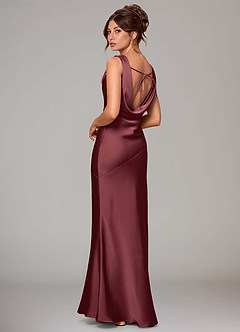Azazie Rylina Final Sale Merlot Mermaid Stretch Satin Dress image4