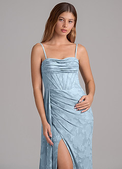 Azazie Amyra Bridesmaid Dresses Sky Blue Mermaid Off the Shoulder Floral Burnout Convertible Dress image2