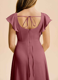 Azazie Bondi Junior Desert Rose A-Line Side Slit Stretch Satin Dress image6