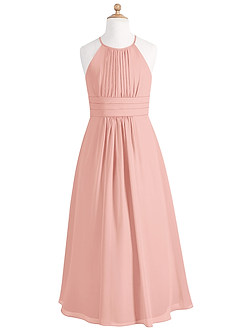 Azazie Bonnie Junior Rosette A-Line Pleated Chiffon Dress image5