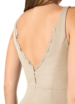 Azazie Verami Bridesmaid Dresses Champagne Mermaid Lace Mesh Dress image5