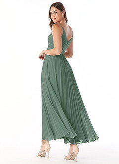 Azazie Raychelle Brautjungfernkleider A-Linie V-Hals Chiffon Kleid Eukalyptus image4