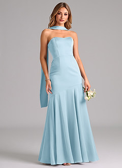 Azazie Shiloh Bridesmaid Dresses Sky Blue Mermaid Strapless Stretch Satin Convertible Dress image5