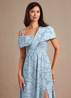 Azazie Milton Abiti per la Madre della Sposa Abito A-Line in Burnout Floreale Plissettato Azzurro image7