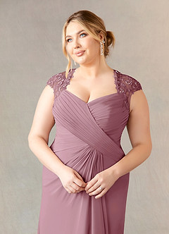 Azazie Birdie Mother of the Bride Dresses Vintage Mauve A-Line Queen Anne Sequins Chiffon Dress image11