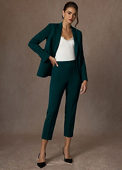 front Kennedy Pine Structured Stretch Pants Suit