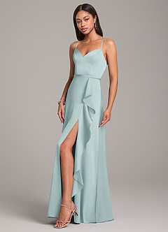 Azazie Naeem Bridesmaid Dresses Mist A-Line Stretch Satin Dress image3