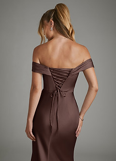Azazie Hayden Bridesmaid Dresses Ganache Mermaid Corset Stretch Satin Dress image7