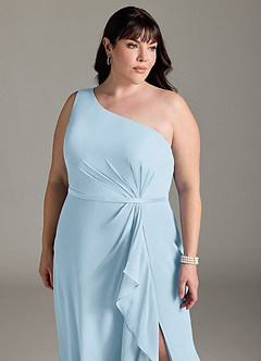 Azazie Liza Brautjungfernkleider Meerjungfrau-Linie One-Shoulder Chiffon Kleid Himmelblau image10