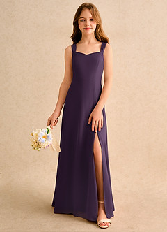Azazie Makani Girls Formal Flower Girl Dresses Plum A-Line Sweetheart Neckline Chiffon Dress image3
