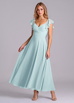 Azazie Leilani Bridesmaid Dresses Sea Glass A-Line Ruched Chiffon Dress image1