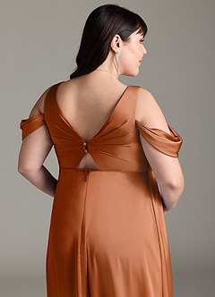 Azazie Rhea Brautjungfernkleider für Schwangere A-Linie Schulternfrei Gefaltet Stretch-Satin Bodenlänge Kleid image13
