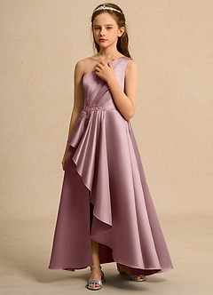 Azazie Taffy Junior Formal Flower Girl Klänningar Klä A-Line i Matt satäng Spets image5