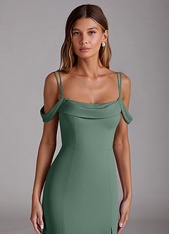 Azazie Callan Bridesmaid Dresses Eucalyptus Mermaid Pleated Chiffon Convertible Dress image4