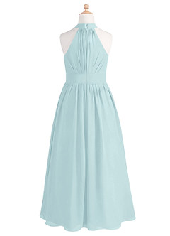 Azazie Iman Junior Sea Glass A-Line Pleated Chiffon Dress image7