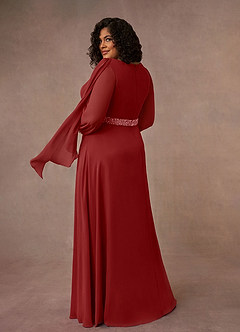 Azazie Priyanka Mother of the Bride Dresses Rust A-Line Boatneck Pleated Chiffon Dress image6