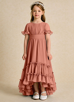 Azazie Kass Flower Girl Dresses MAI TAI A-Line Pleated Chiffon Dress image4