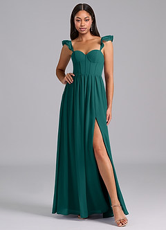 Azazie Denisse Suknie dla druhen Linia A Marszczony Szyfon Do ziemi Sukienka image5