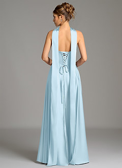 Azazie Ayla Bridesmaid Dresses Sky Blue A-Line Corset Stretch Satin Dress image7