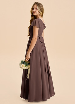 Azazie Cady Junior Ganache A-Line Pleated Chiffon Dress image6