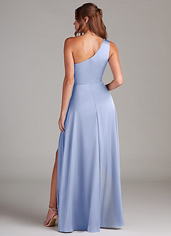Azazie Brooke Bridesmaid Dresses Ice A-Line One Shoulder Stretch Satin Dress image7