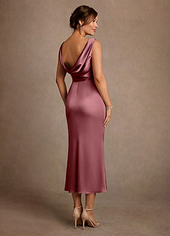 Azazie Mazhe 신부의 어머니 드레스 A라인 주름진 스트레치 새틴 티 길이 드레스 image2