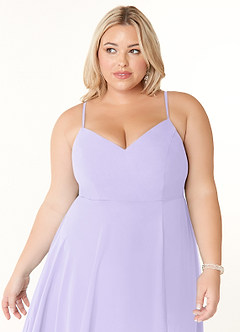 Azazie Clarissa Bridesmaid Dresses Lilac A-Line V-Neck Chiffon Dress image11