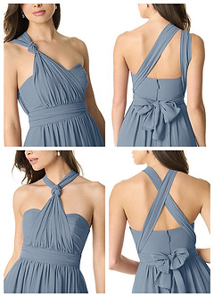 Azazie Olani Jurken voor bruidsmeisjes Converteerbaar Jurk van Chiffon met A-Lijn Off the Shoulder Schemering image7