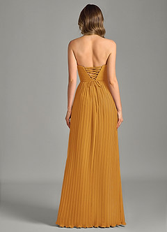 Azazie Becka Bridesmaid Dresses Butterscotch A-Line Strapless Chiffon Dress image2