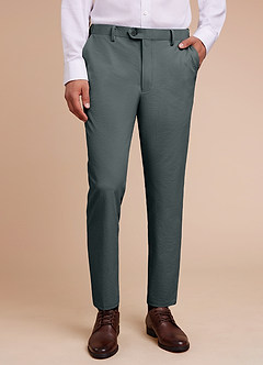front Miles Gris Pantalones de vestir de seersucker