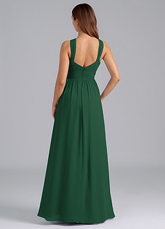 Azazie Mianna Bridesmaid Dresses Dark Green A-Line Pleated Chiffon Dress image2