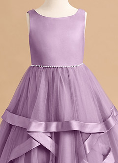 Azazie Posy Robe Demoiselle D'honneur Fillette Robe Trapèze en Tulle Perlé Glycine image5