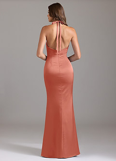 Azazie Valerie Brudtärnklänningar Klä av Sjöjungfru i Stretch Satin Plisserad Laxrosa image2