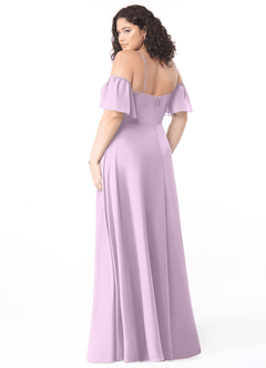 Azazie Sue Bridesmaid Dresses Frosted Lilac A-Line Off the Shoulder Chiffon Convertible Dress image10