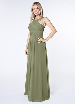Azazie Kaleigh Bridesmaid Dresses Pistachio A-Line Pleated Chiffon Dress image3