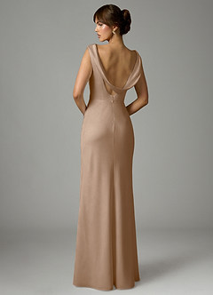 Azazie Kieryn Bridesmaid Dresses Taupe Mermaid Pleated Stretch Satin Dress image5