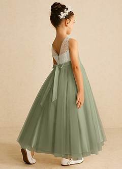 Azazie Tay Flower Girl Dresses Pistachio A-Line Sequins Tulle Dress image5