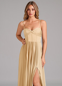 Azazie Akiko Brautjungfernkleider A-Linie Herzausschnitt Stretch-Satin Kleid Gold image8