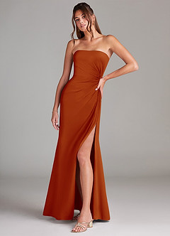 Azazie Aliani Bridesmaid Dresses Paprika Sheath Strapless Chiffon Convertible Dress image4
