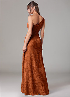 Azazie Ellianna Bridesmaid Dresses Burnt Orange A-Line One Shoulder Floral Burnout Dress image4