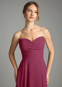 Azazie Ayla Abiti da Damigella Abito A-Line in Chiffon Scollo a Cuore Gelso image4