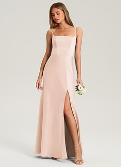 Azazie Lidia Brautjungfernkleider Meerjungfrau-Linie Seitliche Cut-Outs Stretch-Satin Kleid Zartrosa image1